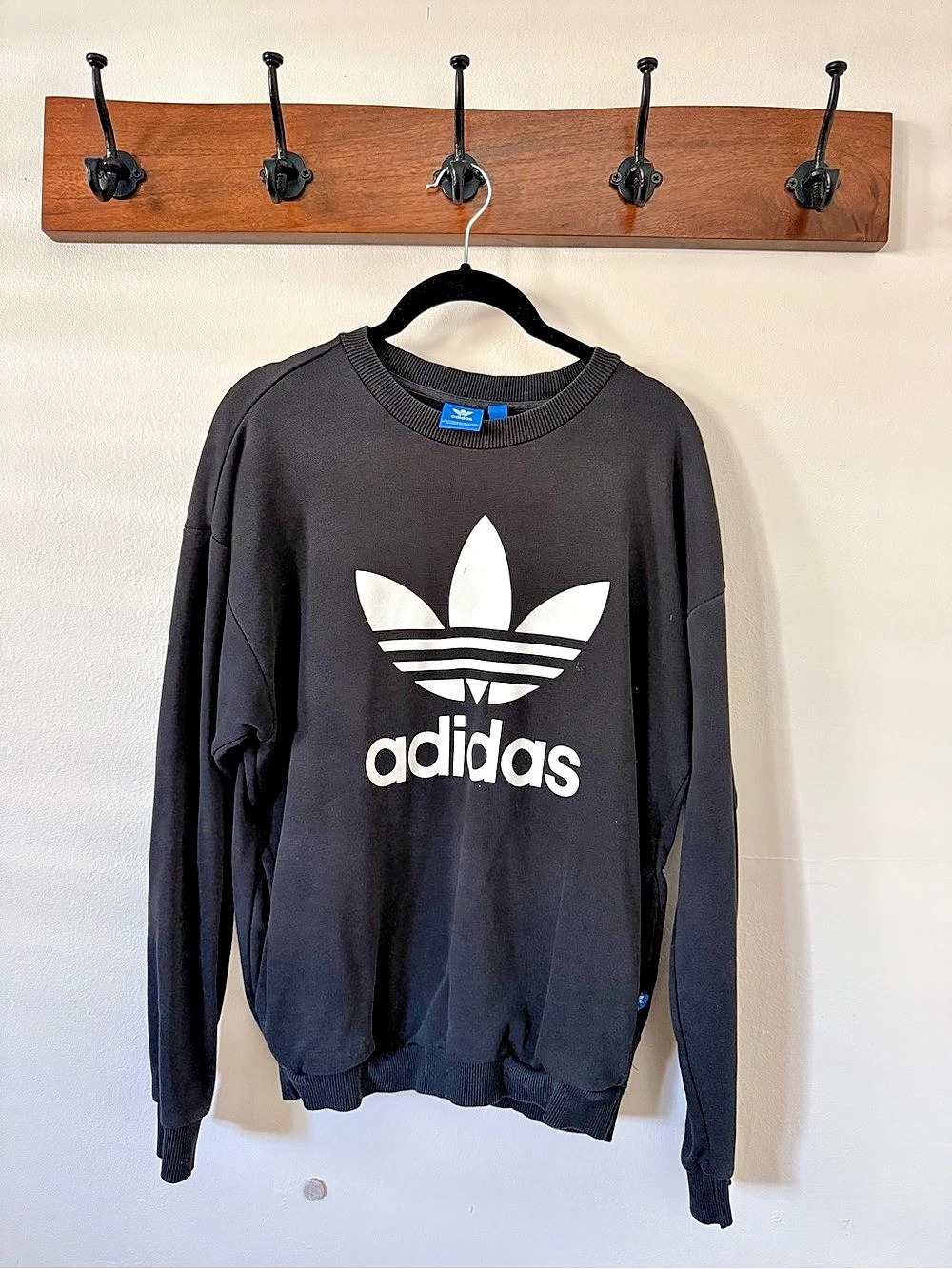 adidas Originals Trefoil Crewneck Sweatshirt Black & White Size 6